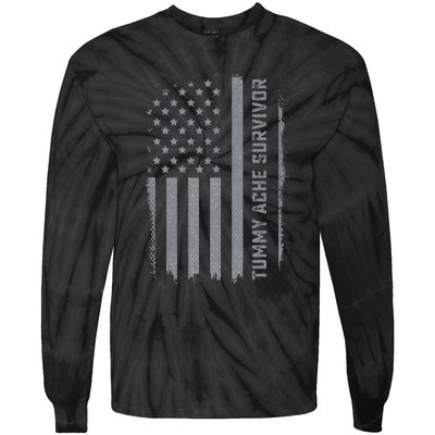 Tummy Ache Survivor Ibs Stomach Ache Us Flag Tie-Dye Long Sleeve Shirt