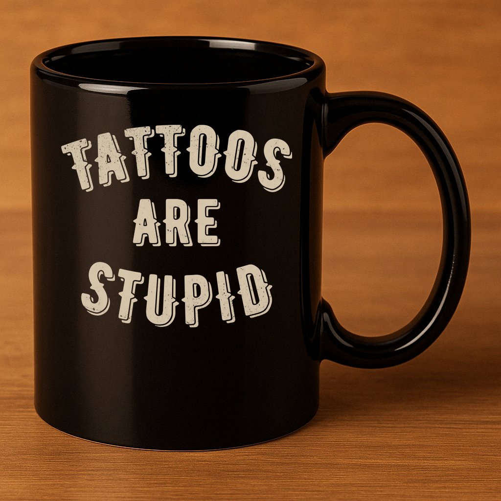 Tattoos Are Stupid Sarcastic Tattooed 11oz C Handle Ceramic Mug