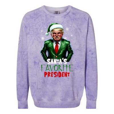 Trump As SantaS Favorite President 2024 Trump Elf Christmas Gift Colorblast Crewneck Sweatshirt