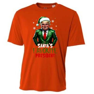 Trump As SantaS Favorite President 2024 Trump Elf Christmas Gift Cooling Performance Crew T-Shirt