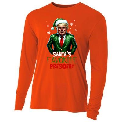 Trump As SantaS Favorite President 2024 Trump Elf Christmas Gift Cooling Performance Long Sleeve Crew