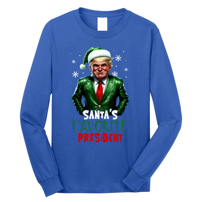 Trump As SantaS Favorite President 2024 Trump Elf Christmas Gift Long Sleeve Shirt