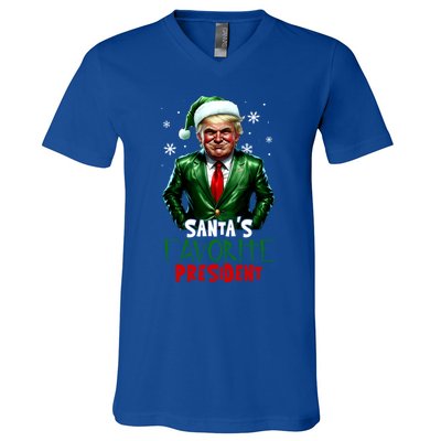 Trump As SantaS Favorite President 2024 Trump Elf Christmas Gift V-Neck T-Shirt