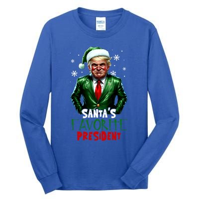 Trump As SantaS Favorite President 2024 Trump Elf Christmas Gift Tall Long Sleeve T-Shirt