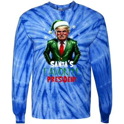 Trump As SantaS Favorite President 2024 Trump Elf Christmas Gift Tie-Dye Long Sleeve Shirt