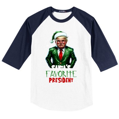 Trump As SantaS Favorite President 2024 Trump Elf Christmas Gift Baseball Sleeve Shirt