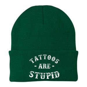 Tattoos Are Stupid Funny Sarcastic Knit Cap Winter Beanie