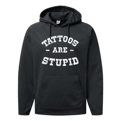 Tattoos Are Stupid Sarcastic Ink Addict Tattooed Western Performance Fleece Hoodie