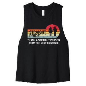 Thank A Straight Person Today For Your Existence Straight Women's Racerback Cropped Tank