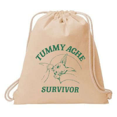 Tummy Ache Survivor Funny Rabbit Meme Bunny Lover Drawstring Bag