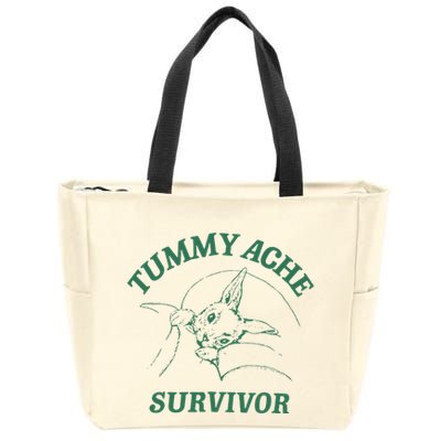 Tummy Ache Survivor Funny Rabbit Meme Bunny Lover Zip Tote Bag