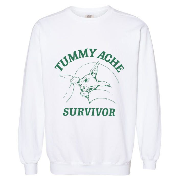 Tummy Ache Survivor Funny Rabbit Meme Bunny Lover Garment-Dyed Sweatshirt