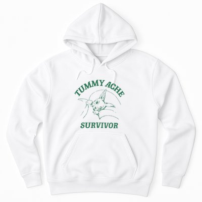 Tummy Ache Survivor Funny Rabbit Meme Bunny Lover Hoodie