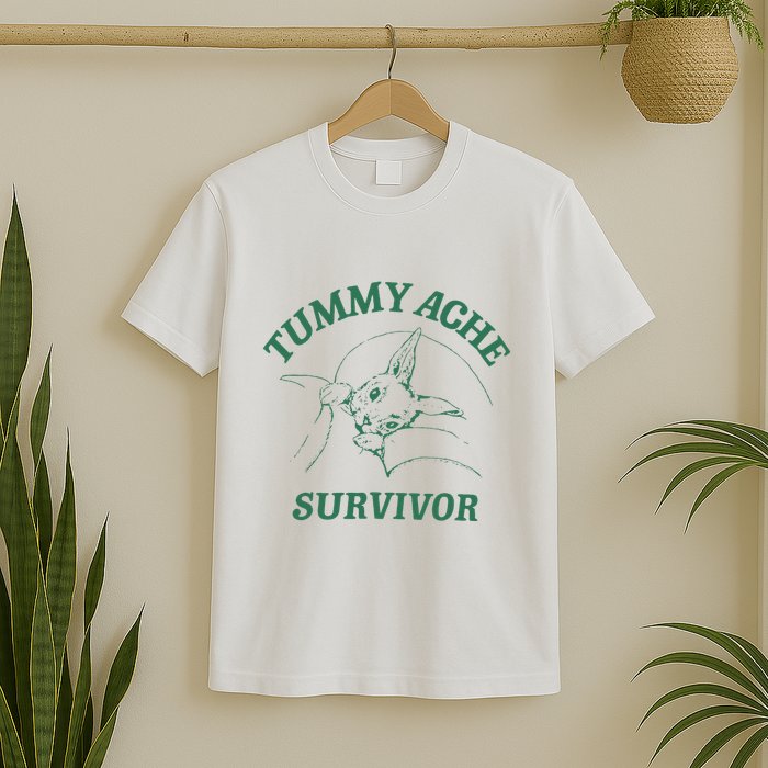 Tummy Ache Survivor Funny Rabbit Meme Bunny Lover T-Shirt