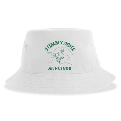 Tummy Ache Survivor Funny Rabbit Meme Bunny Lover Sustainable Bucket Hat