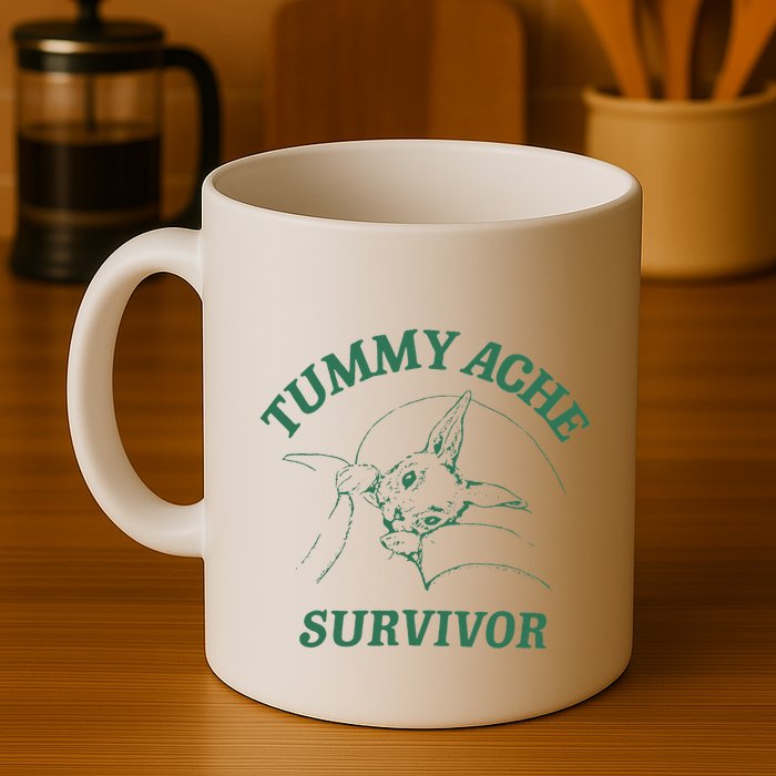 Tummy Ache Survivor Funny Rabbit Meme Bunny Lover Mug