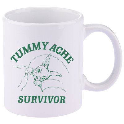 Tummy Ache Survivor Funny Rabbit Meme Bunny Lover 11oz C Handle Ceramic Mug