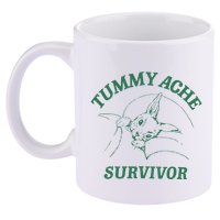 Tummy Ache Survivor Funny Rabbit Meme Bunny Lover 11oz C Handle Ceramic Mug