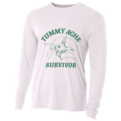 Tummy Ache Survivor Funny Rabbit Meme Bunny Lover Cooling Performance Long Sleeve Crew