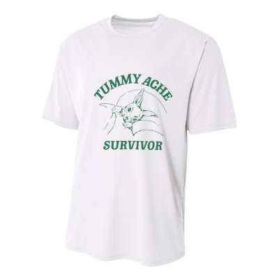 Tummy Ache Survivor Funny Rabbit Meme Bunny Lover Youth Performance Sprint T-Shirt