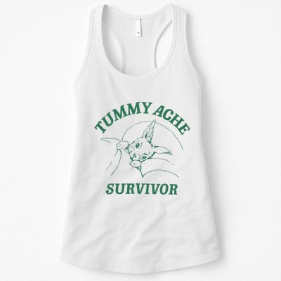 Tummy Ache Survivor Funny Rabbit Meme Bunny Lover Womens Tank Top