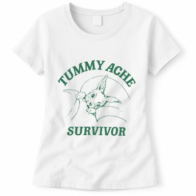 Tummy Ache Survivor Funny Rabbit Meme Bunny Lover Womens T-Shirt