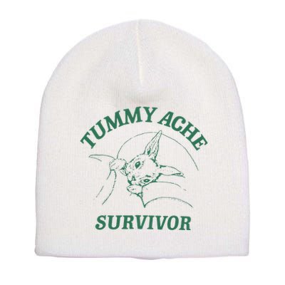 Tummy Ache Survivor Funny Rabbit Meme Bunny Lover Short Acrylic Beanie