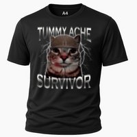 Tummy Ache Survivor Cat Meme Funny Saying Animals Cooling Performance Crew T-Shirt