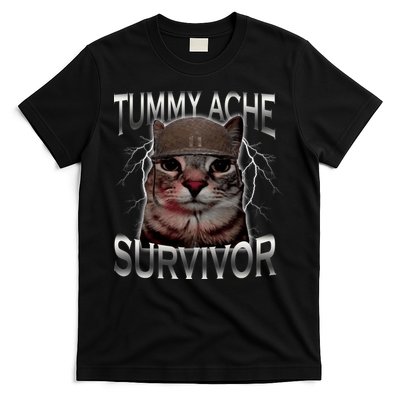 Tummy Ache Survivor Cat Meme Funny Saying Animals T-Shirt