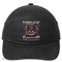 Tummy Ache Survivor Cat Meme Funny Saying Animals 7-Panel Snapback Hat