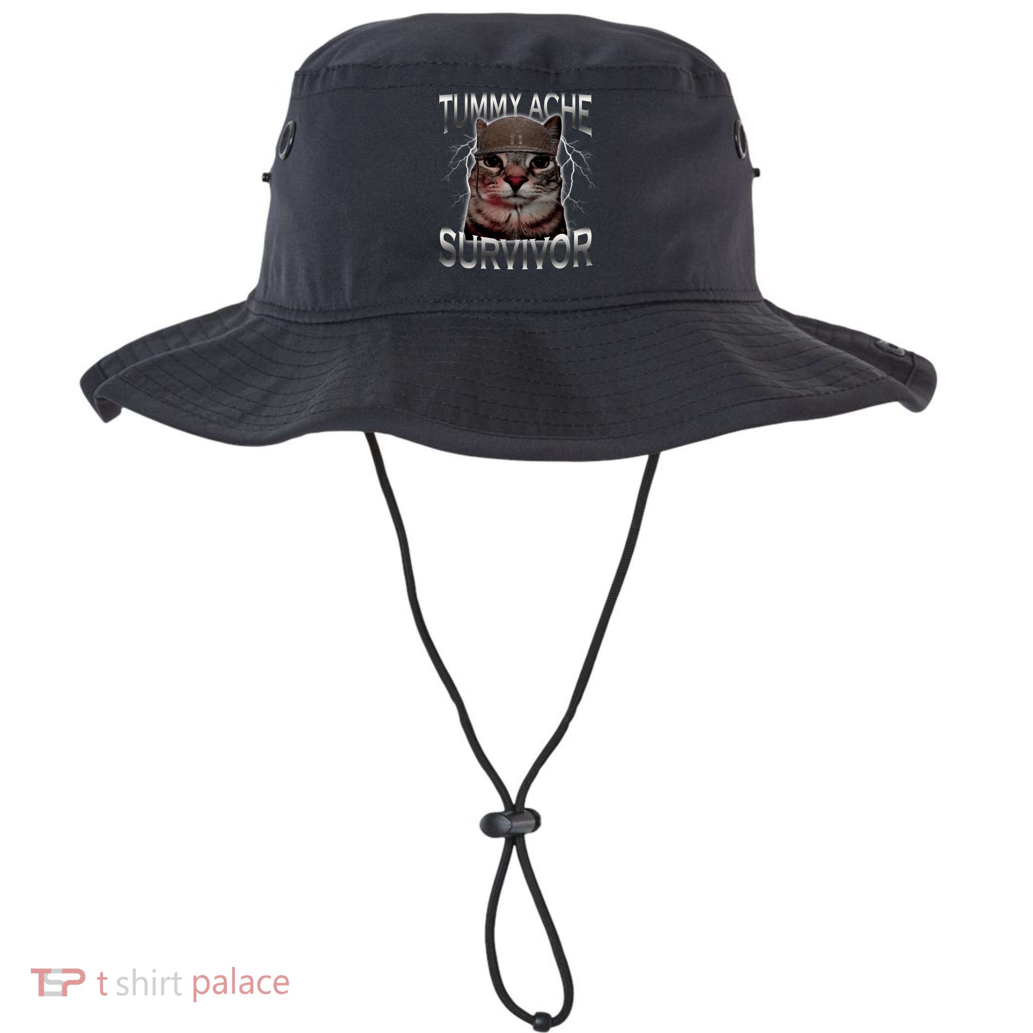 Tummy Ache Survivor Cat Meme Funny Saying Animals Bucket Hat