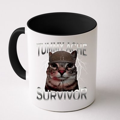 Tummy Ache Survivor Cat Meme Funny Saying Animals Mug