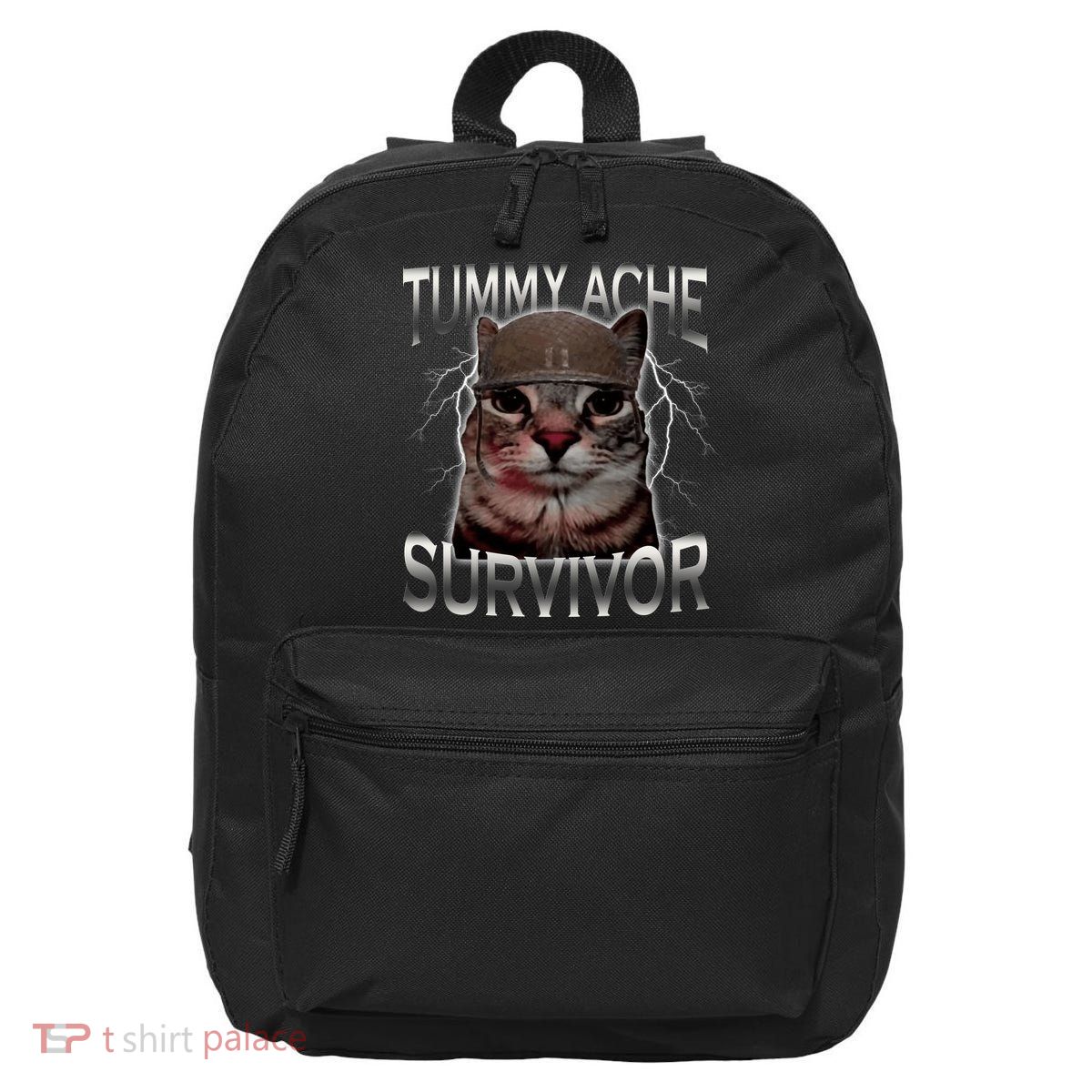 Tummy Ache Survivor Cat Meme Funny Saying Animals 16 in Basic Backpack