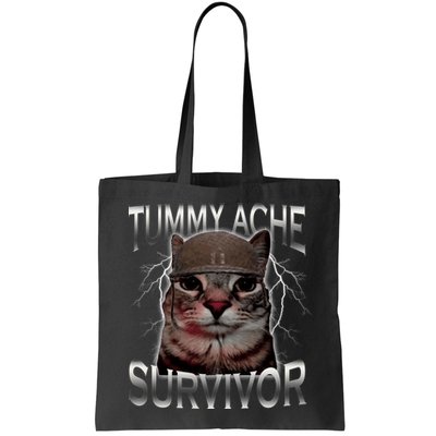 Tummy Ache Survivor Cat Meme Funny Saying Animals Bag