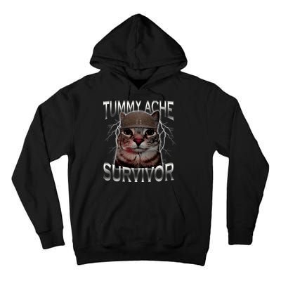 Tummy Ache Survivor Cat Meme Funny Saying Animals Tall Hoodie