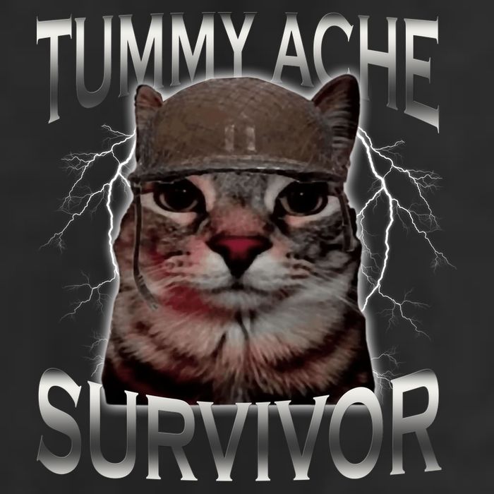 Tummy Ache Survivor Cat Meme Funny Saying Animals Golf Towel
