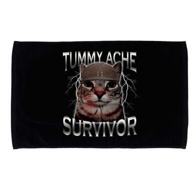 Tummy Ache Survivor Cat Meme Funny Saying Animals Microfiber Hand Towel