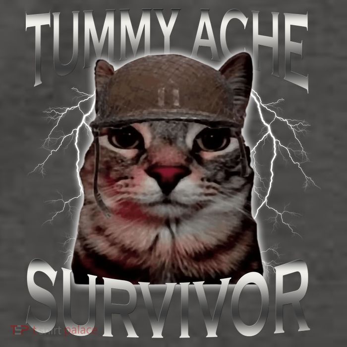 Tummy Ache Survivor Cat Meme Funny Saying Animals Vector Backpack