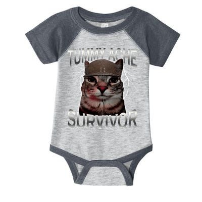Tummy Ache Survivor Cat Meme Funny Saying Animals Infant Baby Jersey Bodysuit