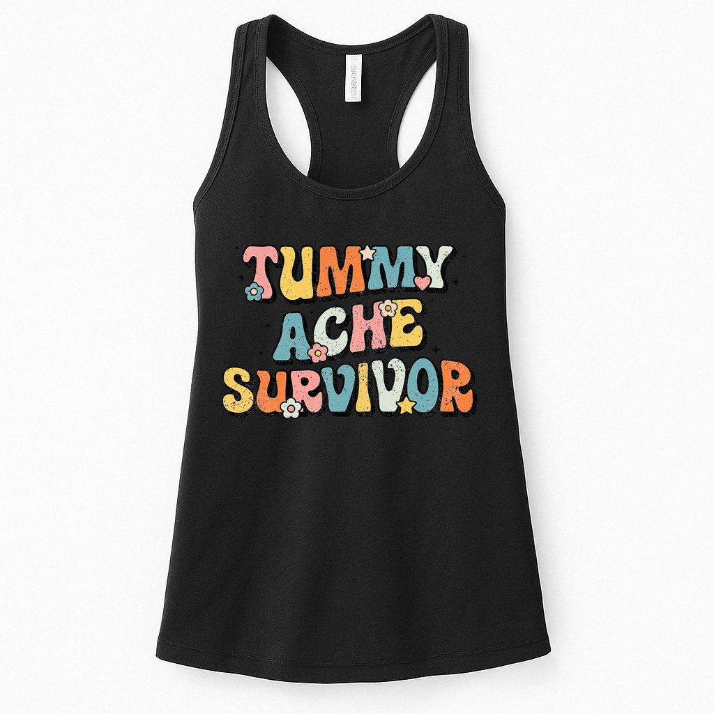Tummy Ache Survivor Stomach Ache Vintage Womens Tank Top
