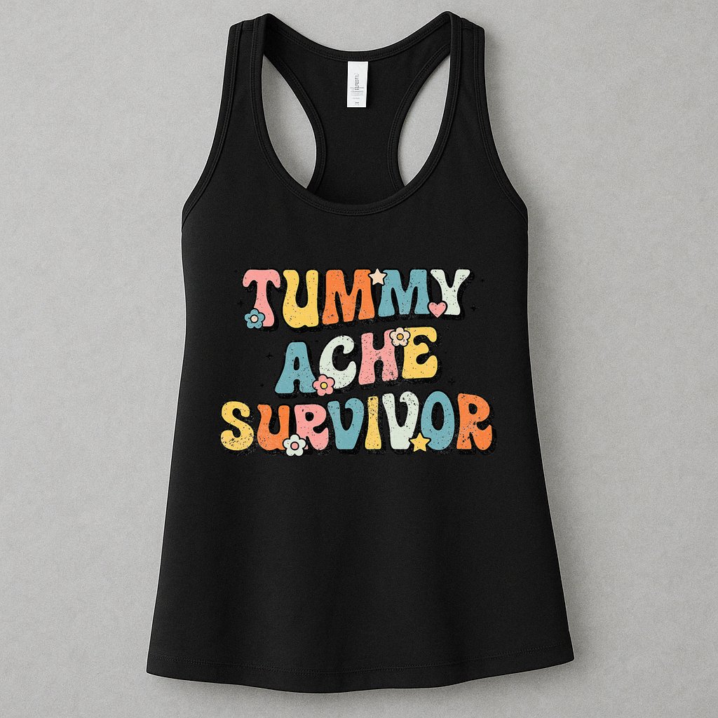 Tummy Ache Survivor Stomach Ache Vintage Womens Tank Top
