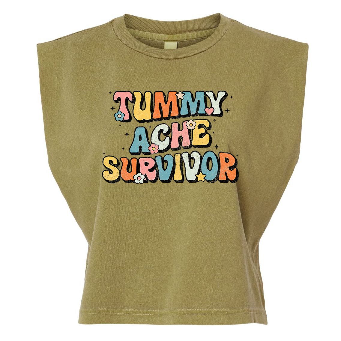 Tummy Ache Survivor Stomach Ache Vintage Garment-Dyed Women's Muscle Tee