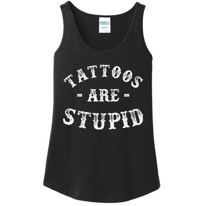 Tattoos Are Stupid Funny Sarcastic Ink Addict Tattoo Ladies Essential Tank