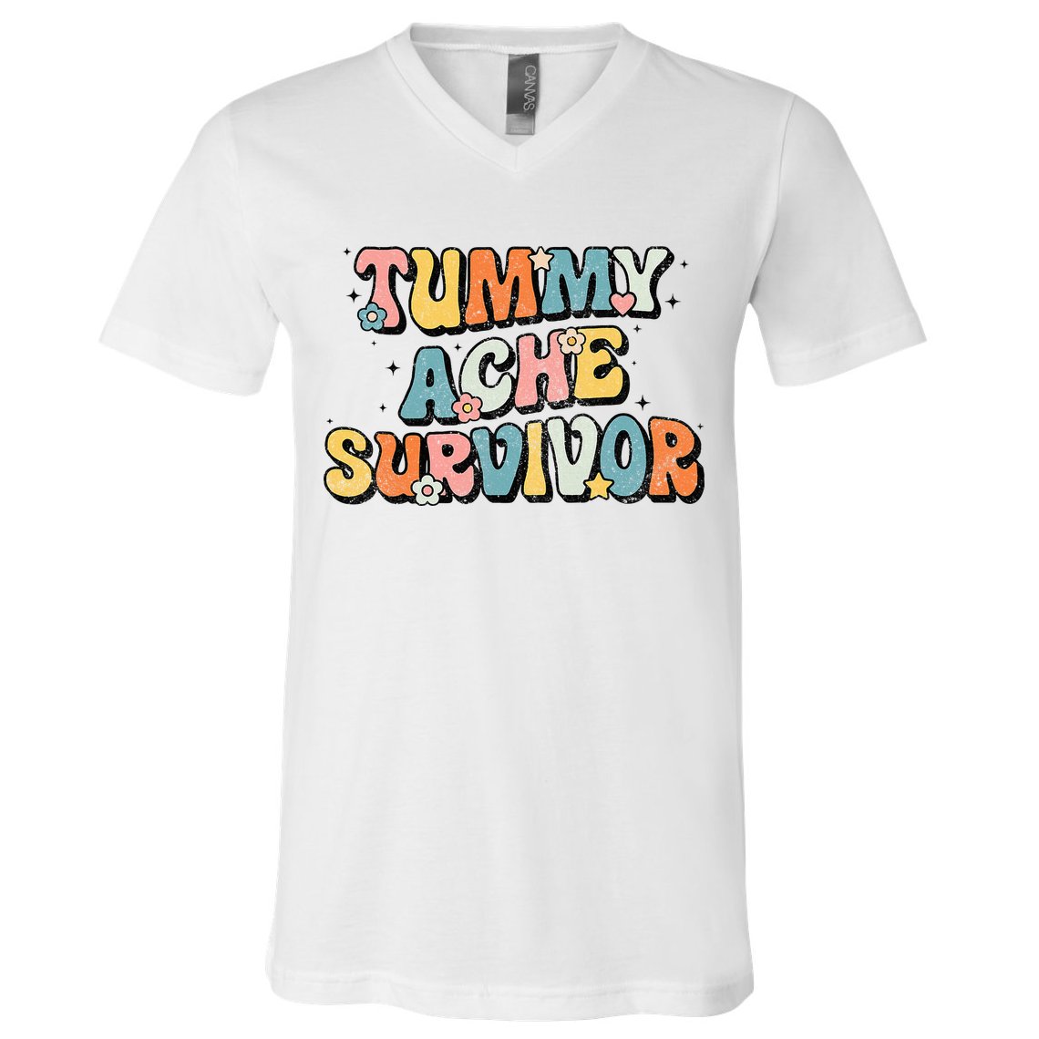 Tummy Ache Survivor Stomach Ache Vintage V-Neck T-Shirt
