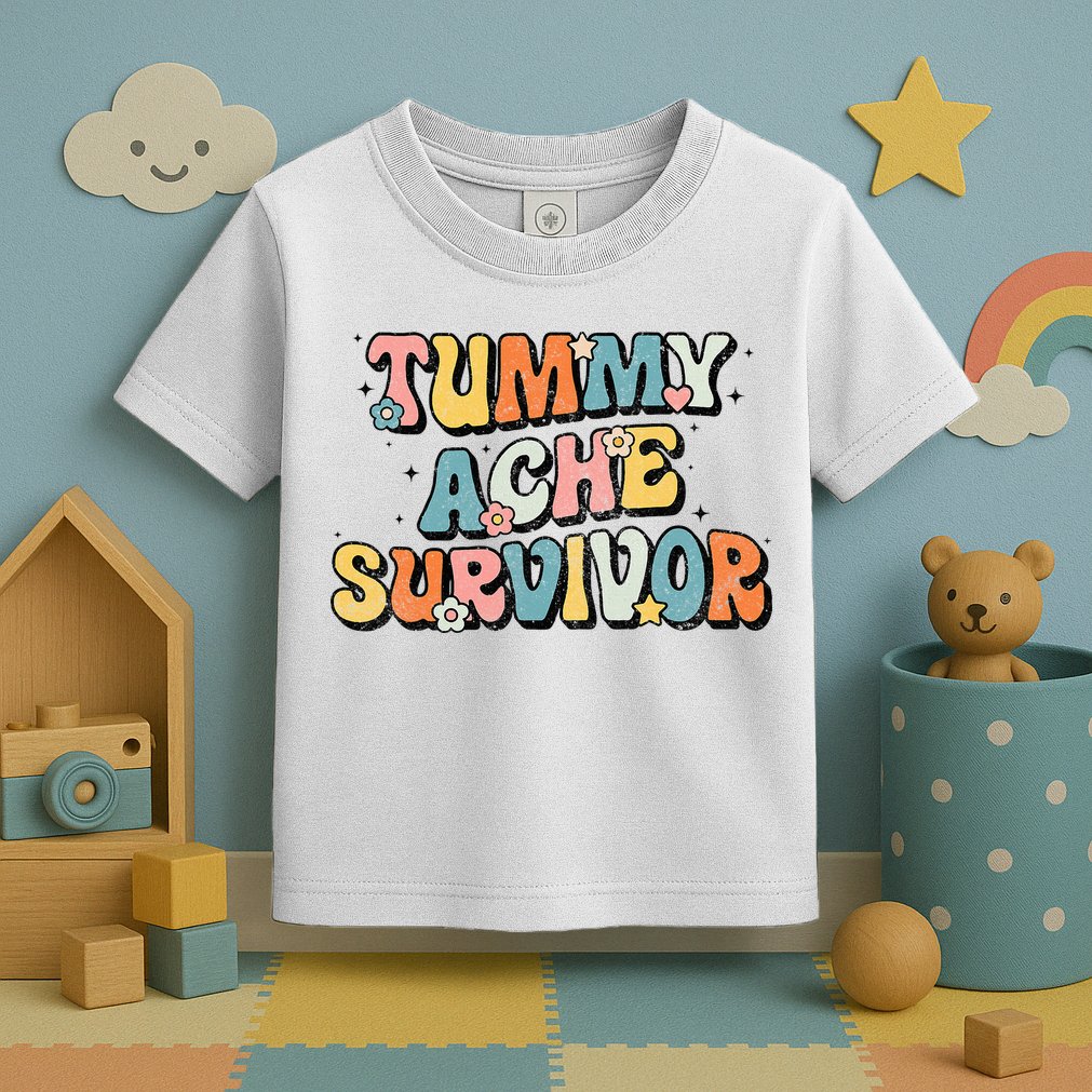 Tummy Ache Survivor Stomach Ache Vintage Toddler T-Shirt