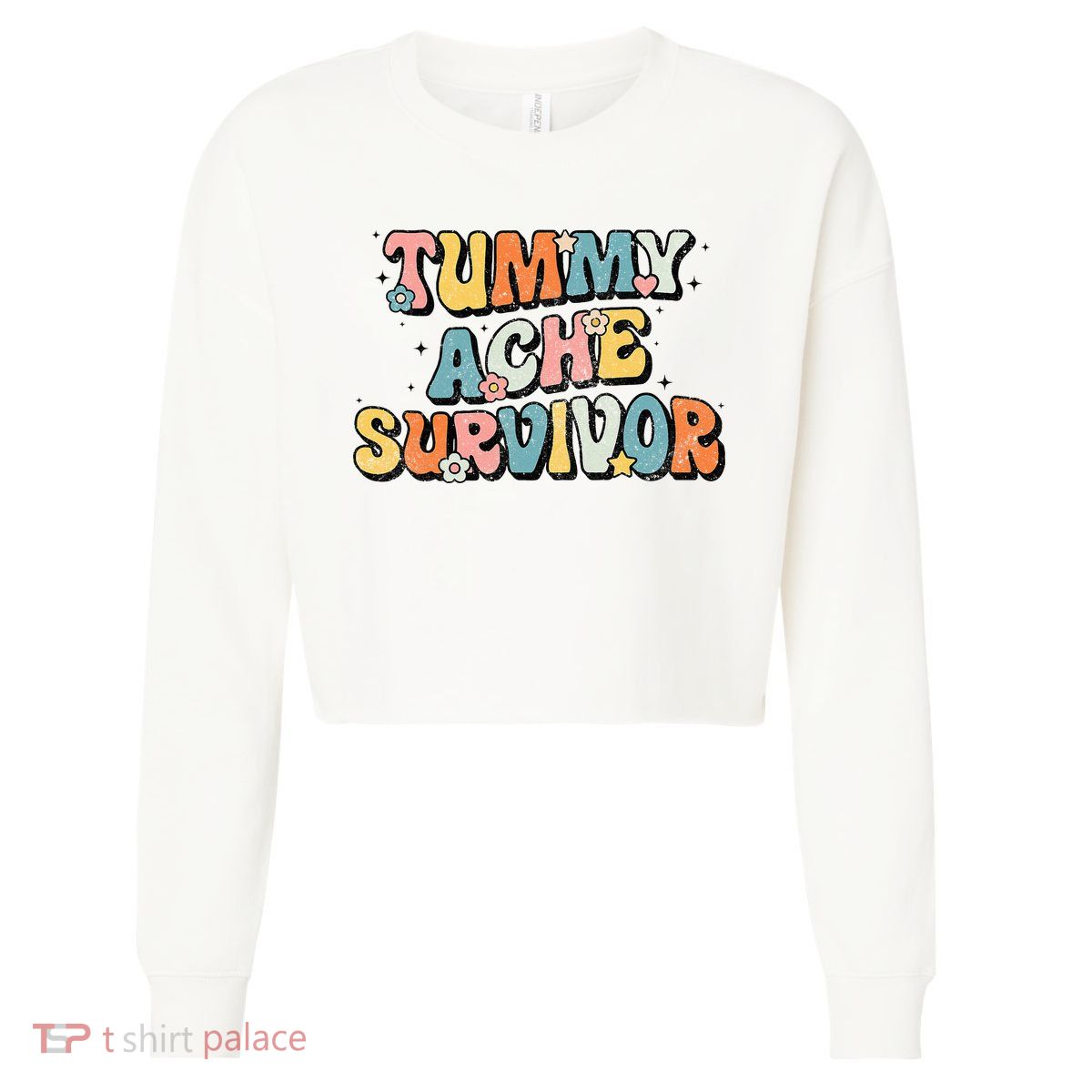 Tummy Ache Survivor Stomach Ache Vintage Cropped Pullover Crew