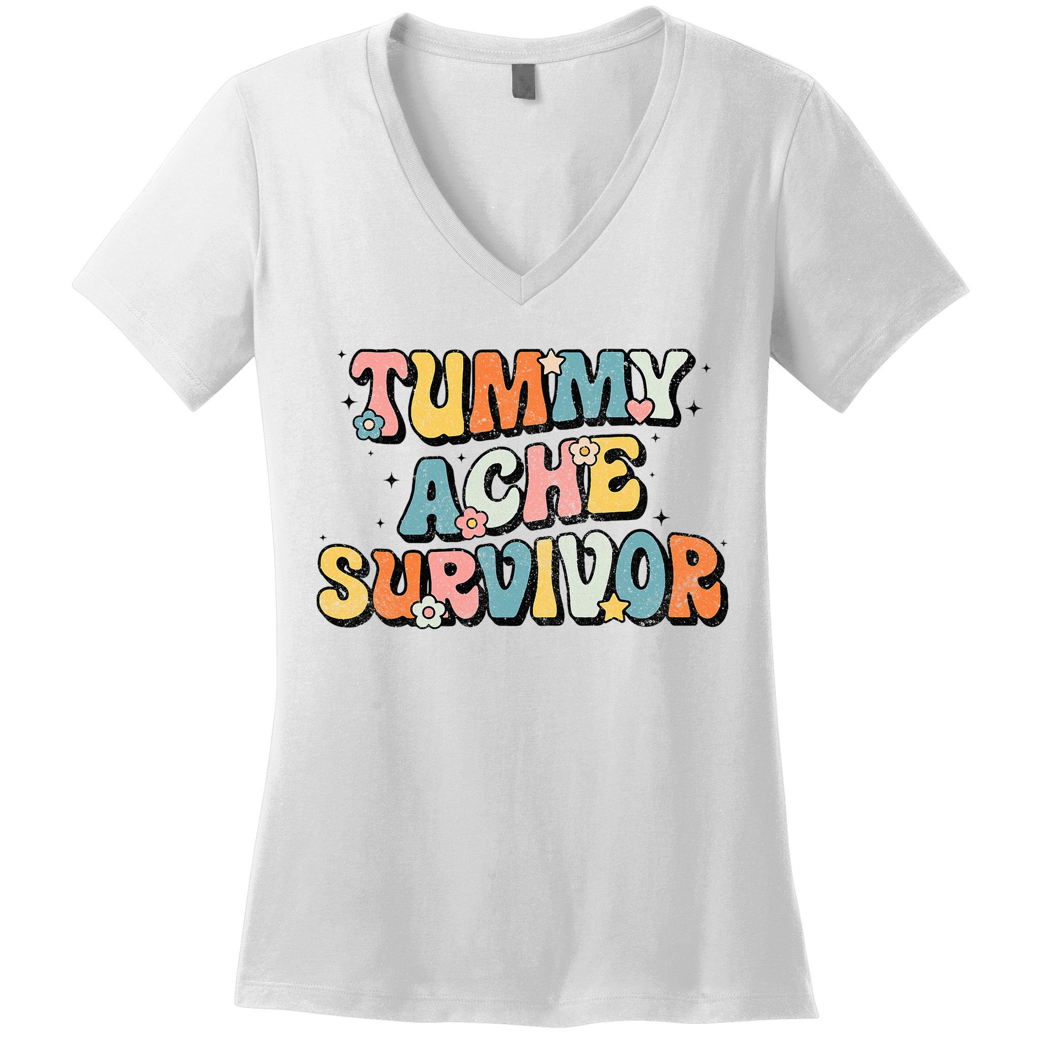 Tummy Ache Survivor Stomach Ache Vintage Women's V-Neck T-Shirt
