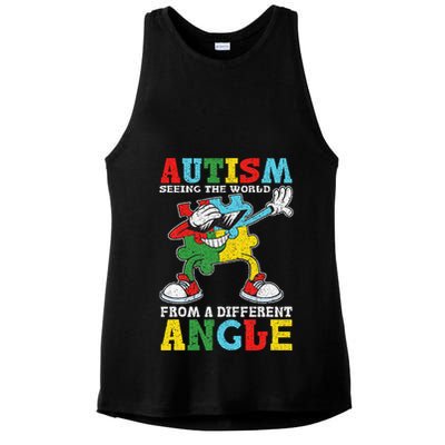 Teacher Autism Seeing The World From A Different Angle Ladies PosiCharge Tri-Blend Wicking Tank