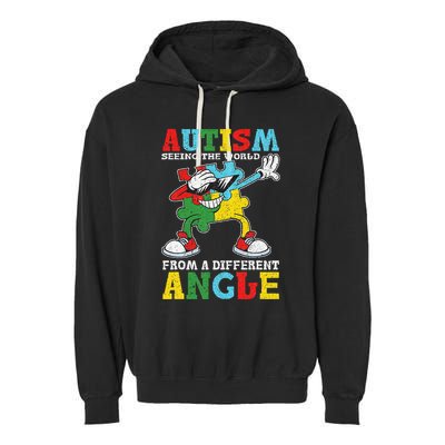 Teacher Autism Seeing The World From A Different Angle Garment-Dyed Fleece Hoodie