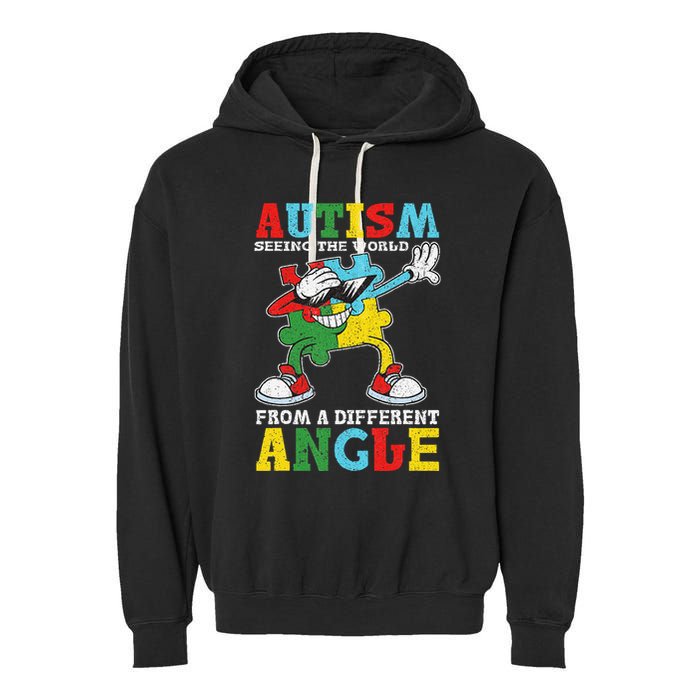 Teacher Autism Seeing The World From A Different Angle Garment-Dyed Fleece Hoodie